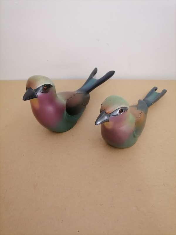Pair of Feathers Gallery Knysna Birds of Africa Lilac Breasted Roller Hand Carved Limited Edition