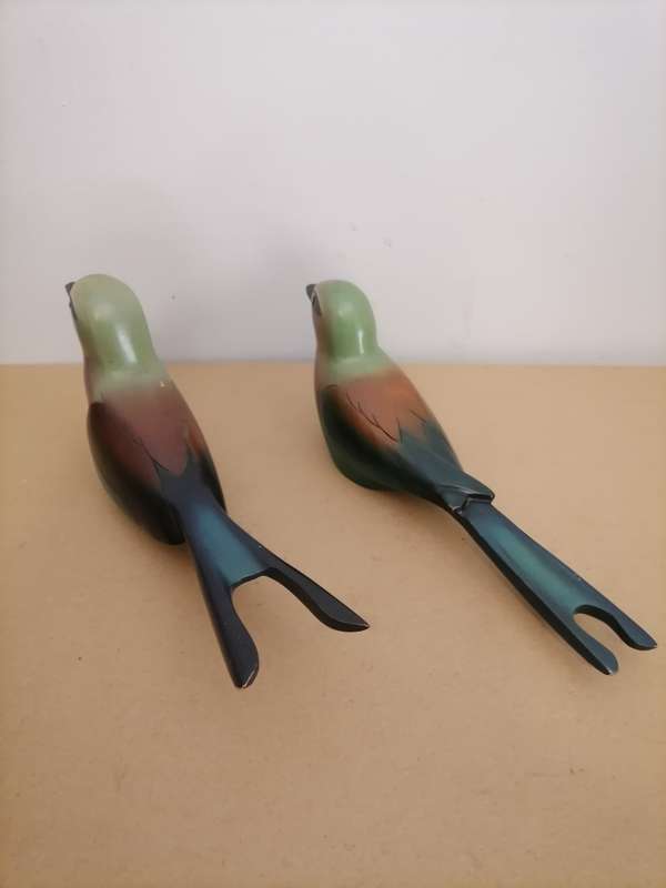 Pair of Feathers Gallery Knysna Birds of Africa Lilac Breasted Roller Hand Carved Limited Edition