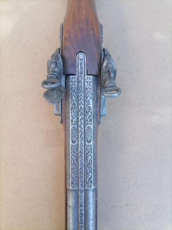 Madera non-firing replica of a St. Etienne 1718 side by side flintlock pistol