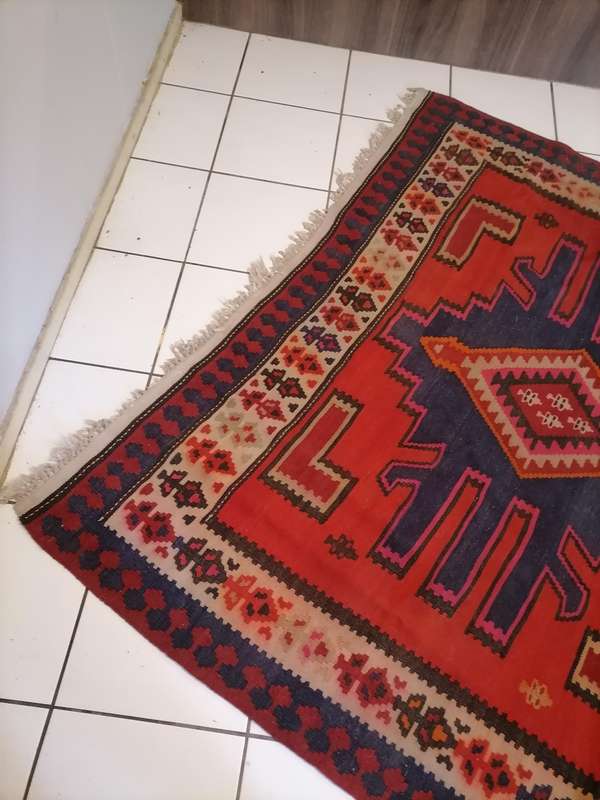 Vintage Kilim Area Rug - Red Afghan Hand knotted Natural Wool & Cotton Dyes Rug - 3,2 M X 1,7 M