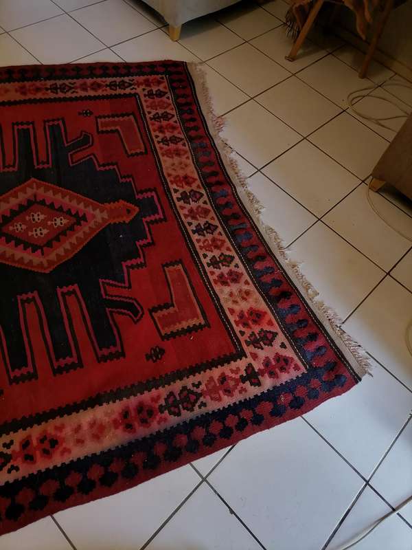 Vintage Kilim Area Rug - Red Afghan Hand knotted Natural Wool & Cotton Dyes Rug - 3,2 M X 1,7 M