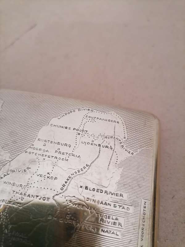 VOORTREKKER MONUMENT~ CIGARETTE CASE~MAP OF SA~BY ZILVERFABRIEK VOORSCHOTEN~HOLLAND