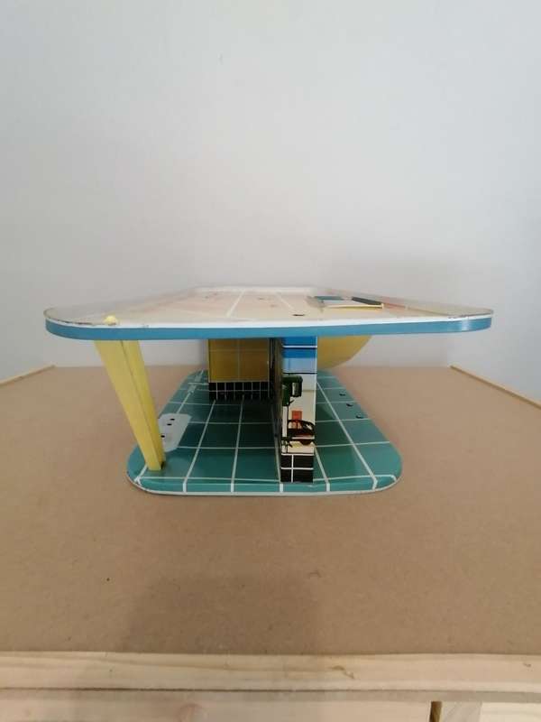 1960's VINTAGE TIN TOY METTOY SHELL FILLING STATION GARAGE RARE