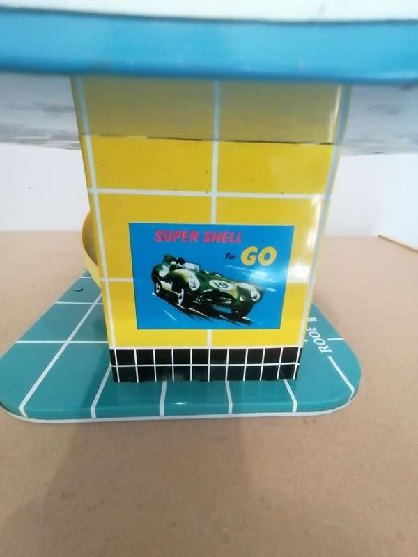 1960's VINTAGE TIN TOY METTOY SHELL FILLING STATION GARAGE RARE