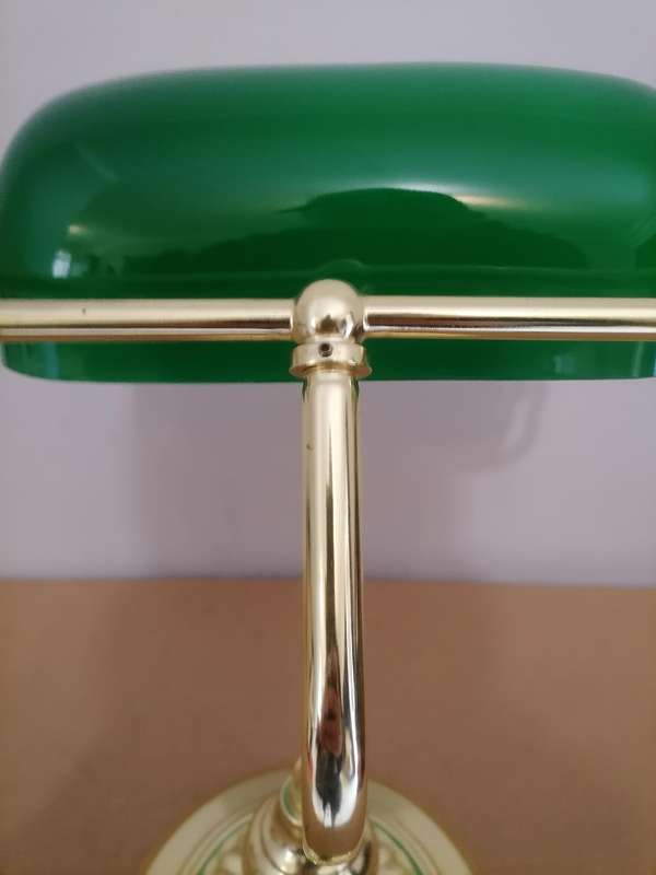 Vintage Gold Tone With Green Shade Desk/ Bankers Lamp - 100% WORKING - Spotless looks Brand New