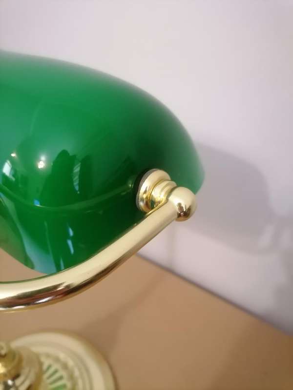 Vintage Gold Tone With Green Shade Desk/ Bankers Lamp - 100% WORKING - Spotless looks Brand New