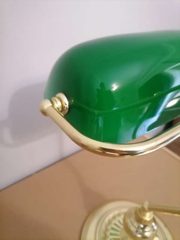 Vintage Gold Tone With Green Shade Desk/ Bankers Lamp - 100% WORKING - Spotless looks Brand New