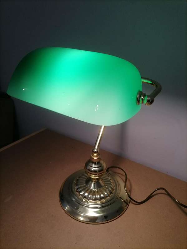 Vintage Gold Tone With Green Shade Desk/ Bankers Lamp - 100% WORKING - Spotless looks Brand New