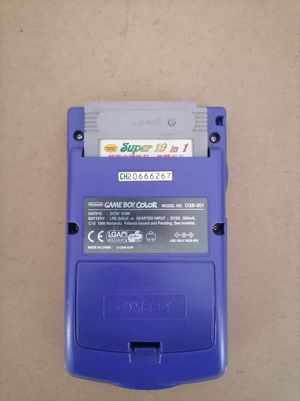 1998 Nintendo Game Boy Color Console CGB-001 Grape Purple + Super 19 in 1 Game - 100% WORKING