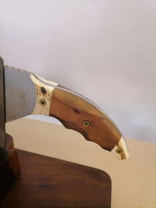 Solid OAK Biltong Slicer with Warthog tusk - AMAZING CONDITION VERY Heavy