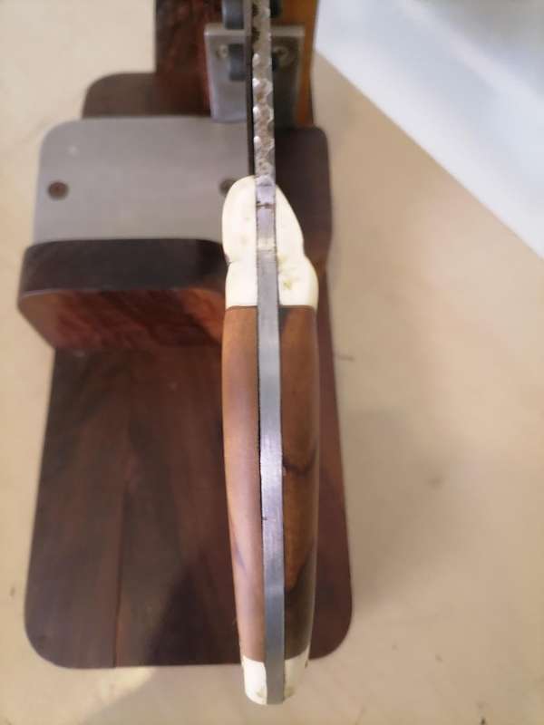 Solid OAK Biltong Slicer with Warthog tusk - AMAZING CONDITION VERY Heavy