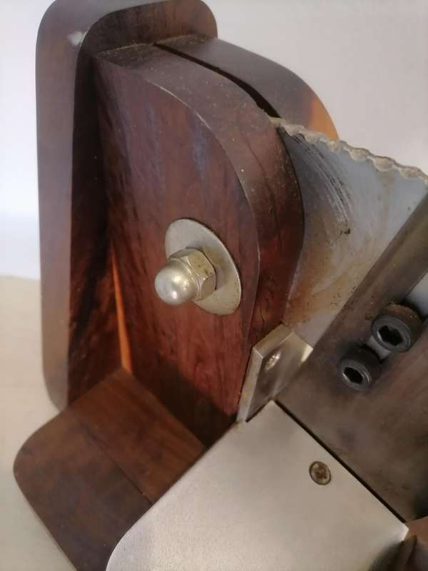 Solid OAK Biltong Slicer with Warthog tusk - AMAZING CONDITION VERY Heavy
