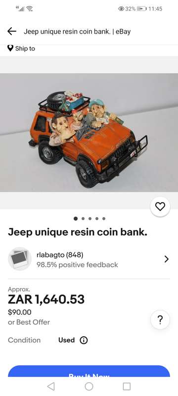 Jeep unique resin coin bank - 22 CM - VERY RARE - AMAZING CONDITION
