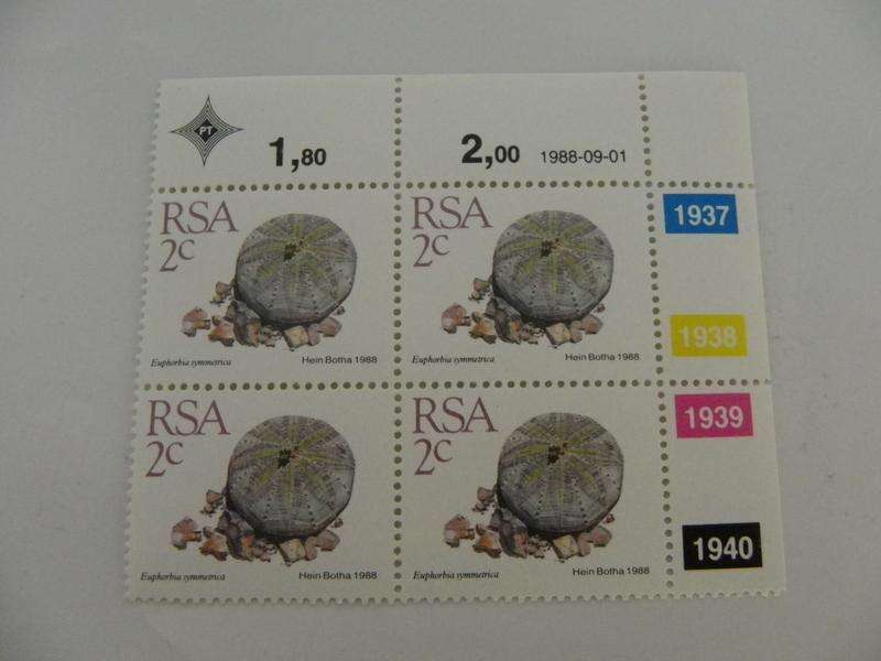 RSA 5th Definitive Series (1988) - Succulents 2c Mint Control Block #1937 Dated 1988-09-01
