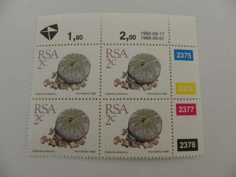 RSA 5th Definitive Series (1988) - Succulents 2c Mint Control Block #2375 Dated 1992-09-17