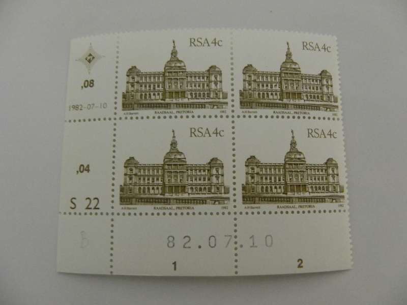 RSA 4th Definitive Series (1982) - 4c Mint Control Block #S22 Dated 82.07.10