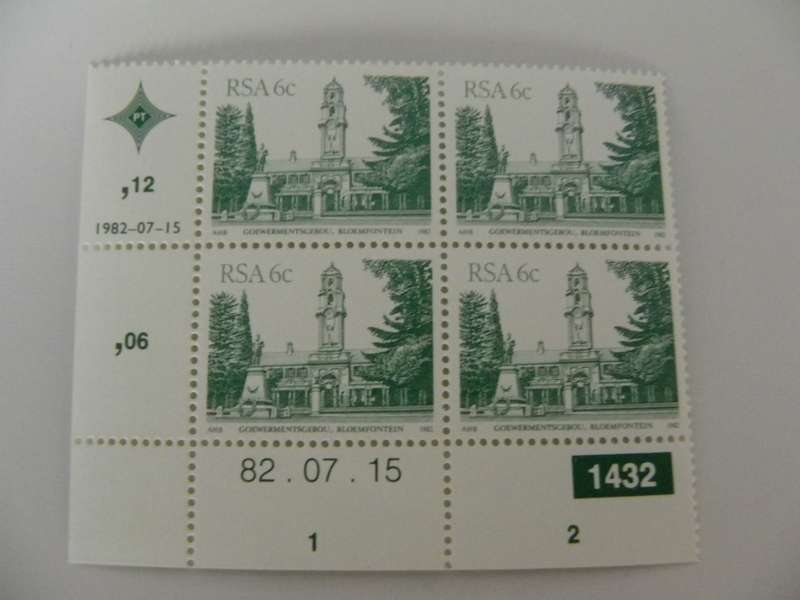RSA 4th Definitive Series (1982) - 6c Mint Control Block #1432 Dated 82.07.15