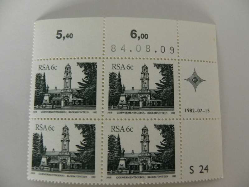 RSA 4th Definitive Series (1982) - 6c Mint Control Block #S24 Dated 84.08.09