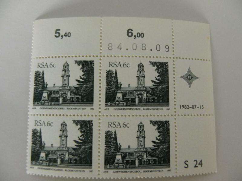 RSA 4th Definitive Series (1982) - 6c Mint Control Block #S24 Dated 84.08.09