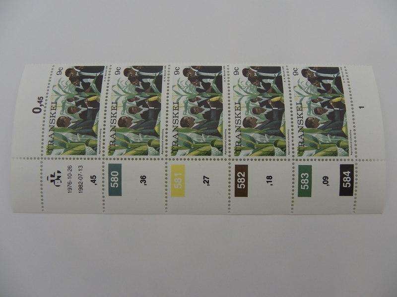 Transkei 1st Definitive Series (1976) - 9c Mint Control Block (#580 Dated 1982-07-13)