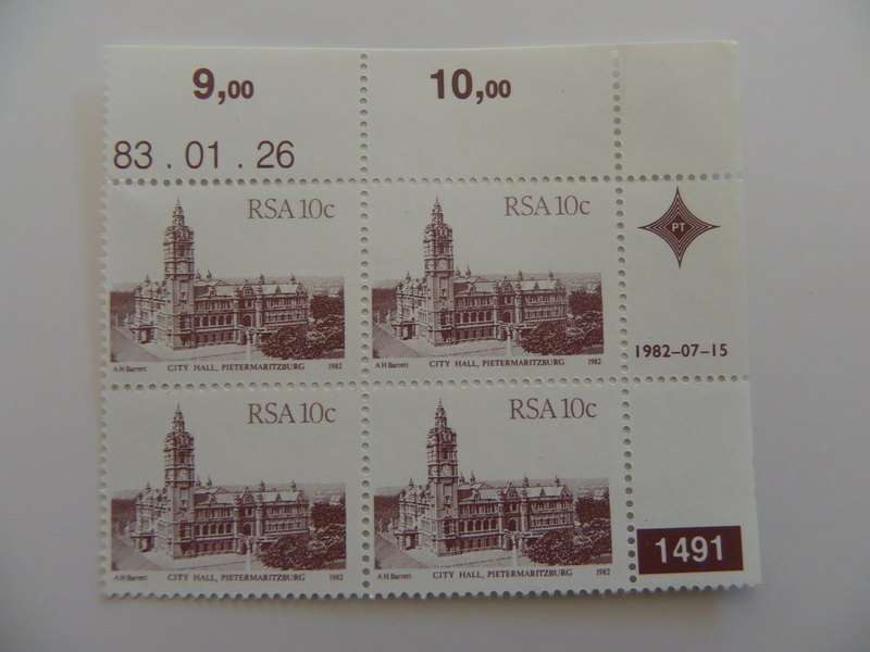 RSA 4th Definitive Series (1982) - 10c Mint Control Block #1491 Dated 83.01.26