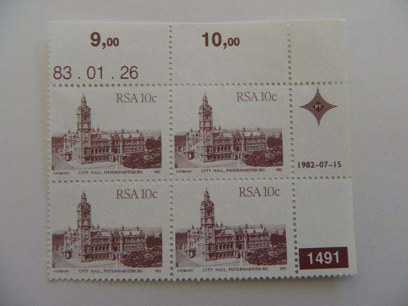 RSA 4th Definitive Series (1982) - 10c Mint Control Block #1491 Dated 83.01.26