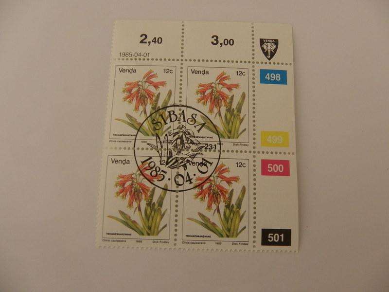 Venda 1st Definitive Series (1979) - 12c CTO Cancelled Control Block (#498 Dated 1985-04-01)