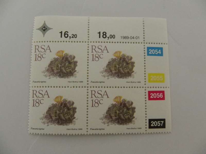 RSA 5th Definitive Series (1988) - Succulents 18c Mint Control Block #2054 Dated 1989-04-01