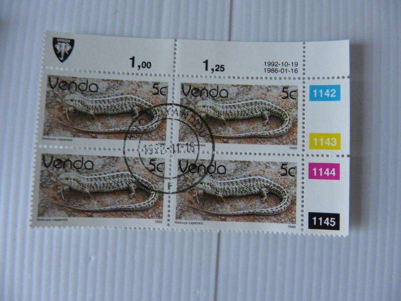Venda 2nd Definitive Series (1986) -  Reptiles 5c CTO Cancelled Control Block #1142 Dated 1992-10-19