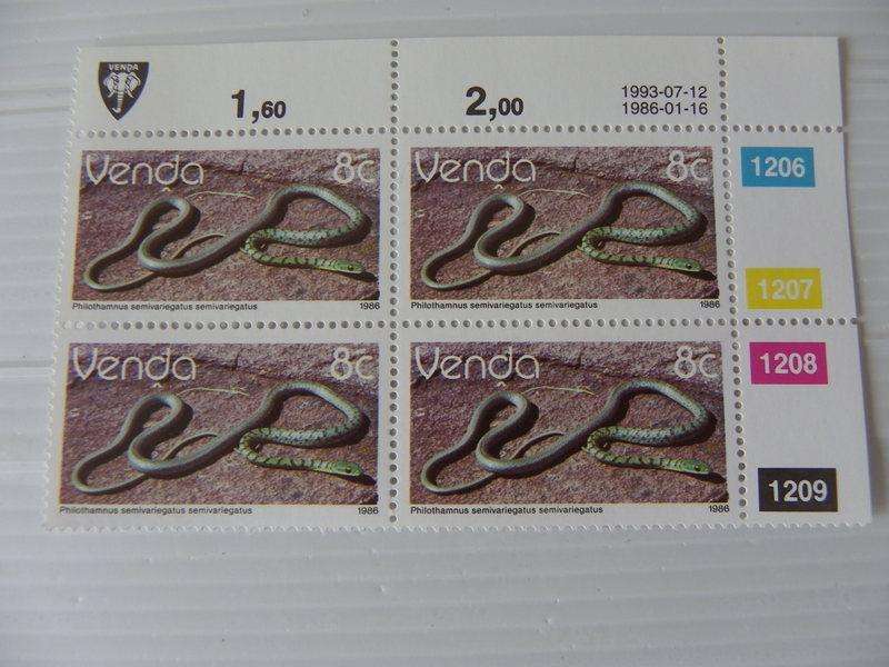 Venda 2nd Definitive Series (1986) -  Reptiles 8c CTO Cancelled C/Block #1206 Dated 1993-07-12