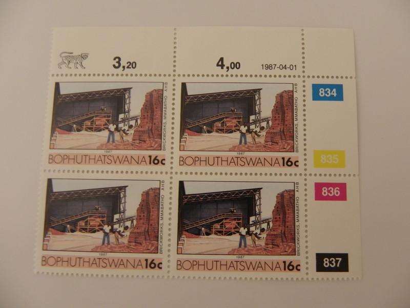 Bophuthatswana 2nd Def Series (1985) - Local Industrie 16c Mint Control Block #834 Dated 1987-04-01