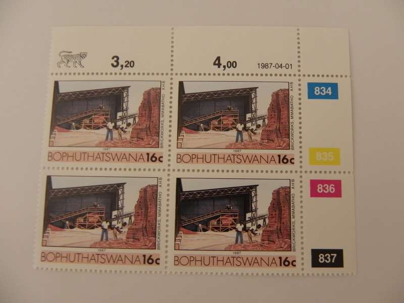 Bophuthatswana 2nd Def Series (1985) - Local Industrie 16c Mint Control Block #834 Dated 1987-04-01