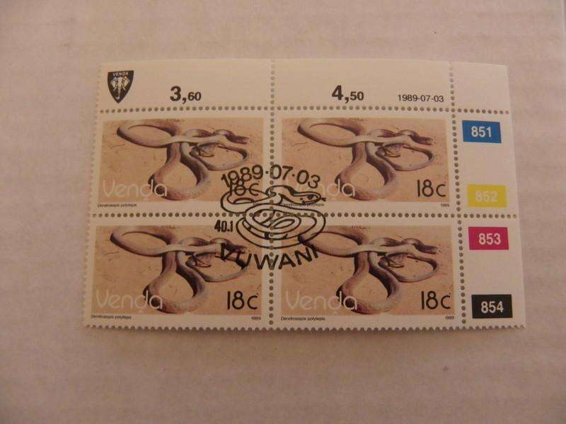 Venda 2nd Definitive Series (1986) -  Reptiles 18c CTO Cancelled Control Block #851 Dated 1989-07-03