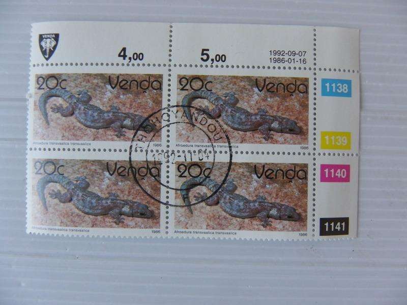 Venda 2nd Definitive Series (1986) -  Reptiles 20c CTO Cancelled C/Block #1138 Dated 1992-09-07