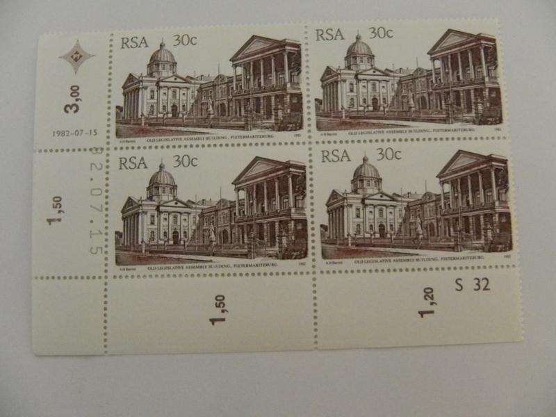 RSA 4th Definitive Series (1982) - 30c Mint Control Block #S32 Dated 82.07.15