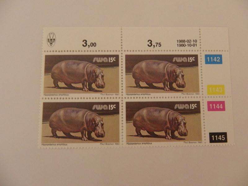 SWA 3rd Definitive Series (1980) - Animals 15c Mint Control Block #1142 Dated 1988-02-10
