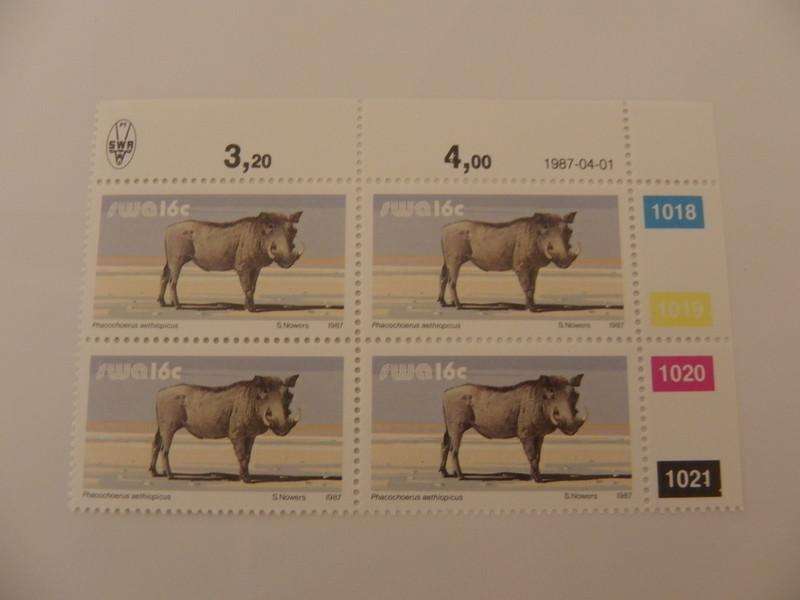 SWA 3rd Definitive Series (1980) - Animals 16c Mint Control Block #1018 Dated 1987-04-01