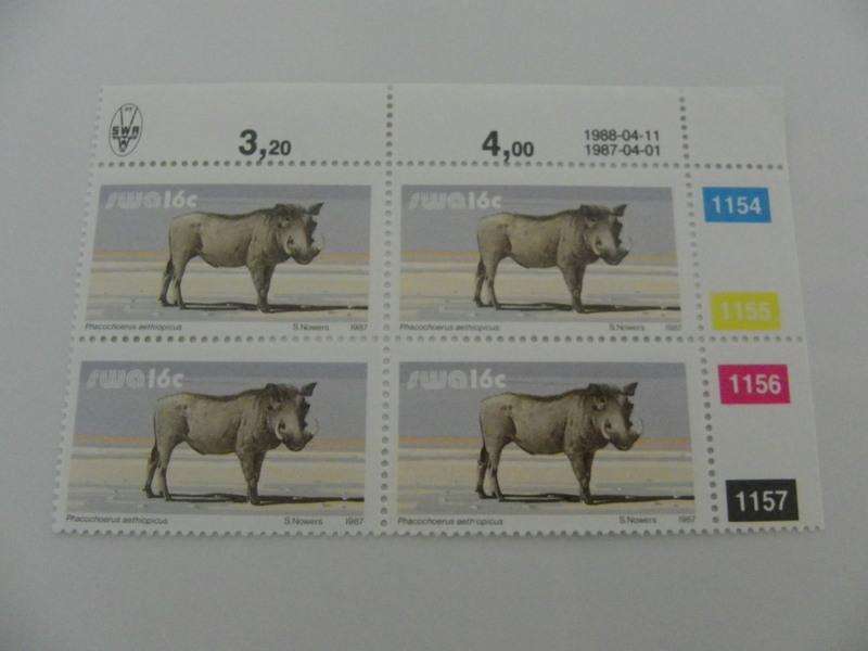 SWA 3rd Definitive Series (1980) - Animals 16c Mint Control Block #1151 Dated 1987-04-01