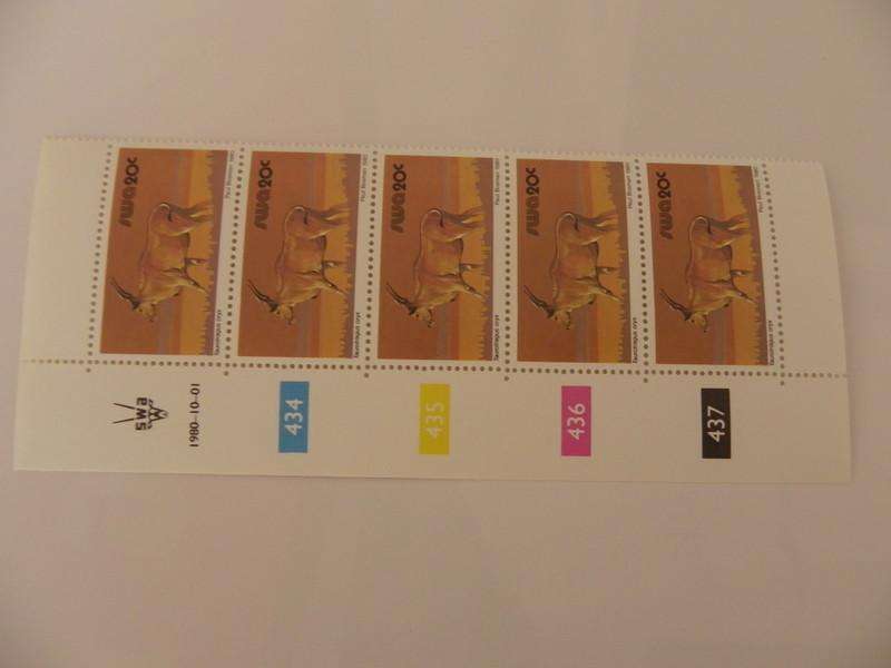 SWA 3rd Definitive Series (1980) - Animals 20c Mint Control Block #434 Dated 1980-10-01