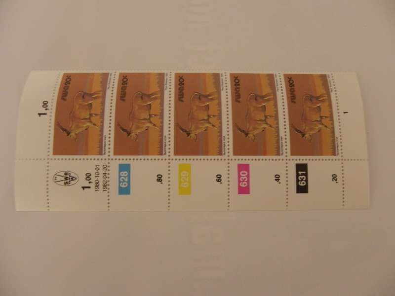 SWA 3rd Definitive Series (1980) - Animals 20c Mint Control Block #628 Dated 1992-04-20