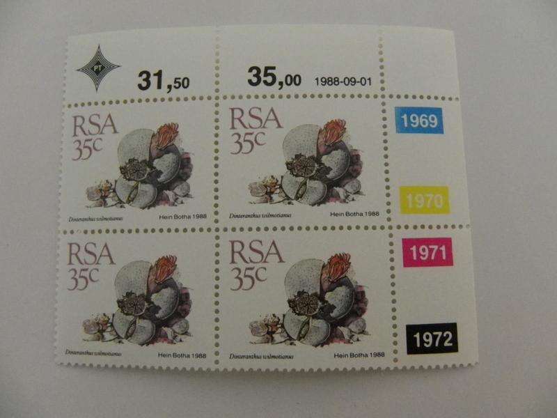RSA 5th Definitive Series (1988) - Succulents 35c Mint Control Block #1969 Dated 1988-09-01