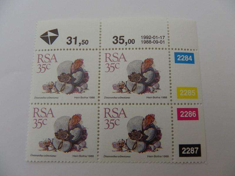 RSA 5th Definitive Series (1988) - Succulents 35c Mint Control Block #2284 Dated 1992-01-17