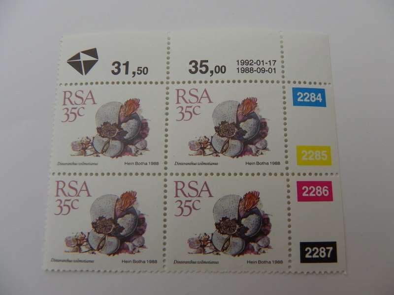 RSA 5th Definitive Series (1988) - Succulents 35c Mint Control Block #2284 Dated 1992-01-17