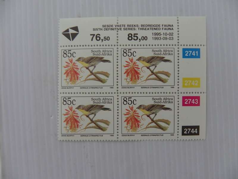 RSA 6th Definitive Series (1993) - 85c Mint Control Block #2741 Dated 1995-10-02