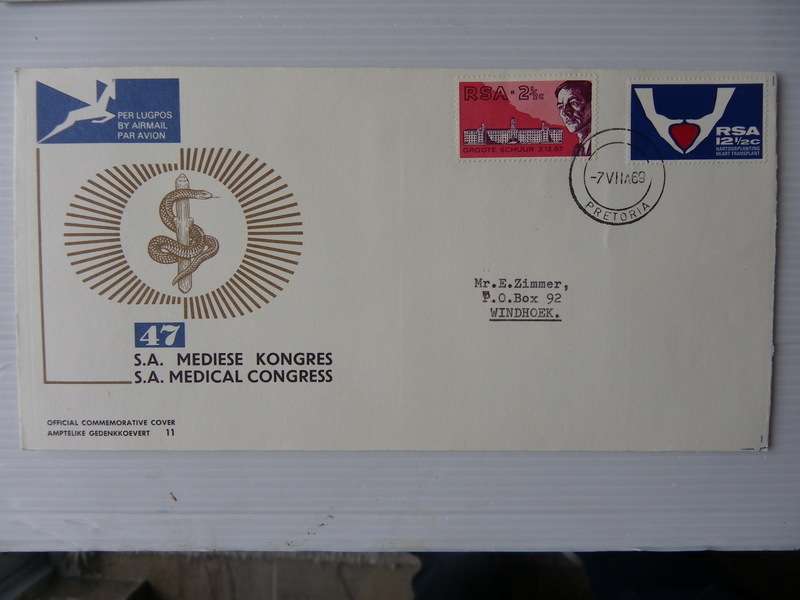 RSA 1.11 (1969) - 1st Heart Transplant & Medical Congress Official FDC