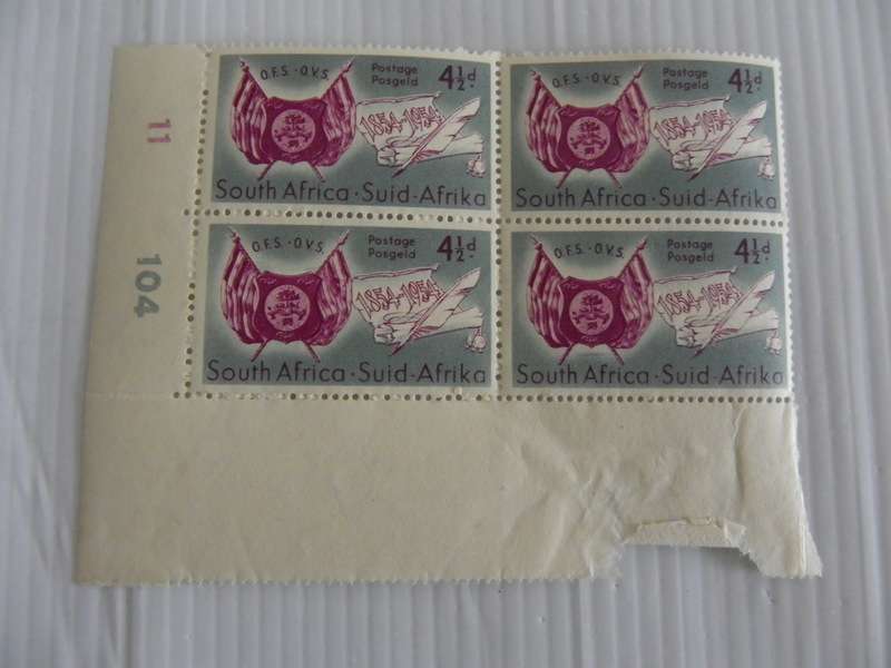 Union (1954) - Centenary of Orange Free State 4 1/2 d Mint Control Block