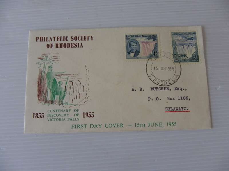 Rhodesia & Nyasaland (1955) - Centenary of the Discovery of Victoria Falls Illustrated FDC
