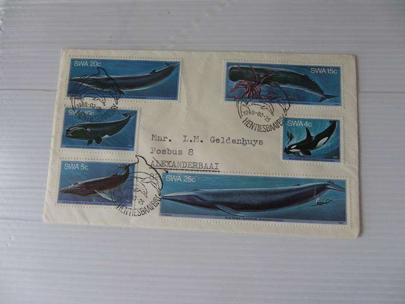 SWA 1.28 (1980) - Whales Official Private FDC with Official Cancel