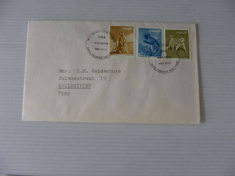 SWA 3rd Definitive Series (1980) - Animals Private FDC with Coil stamps and Official Cancel