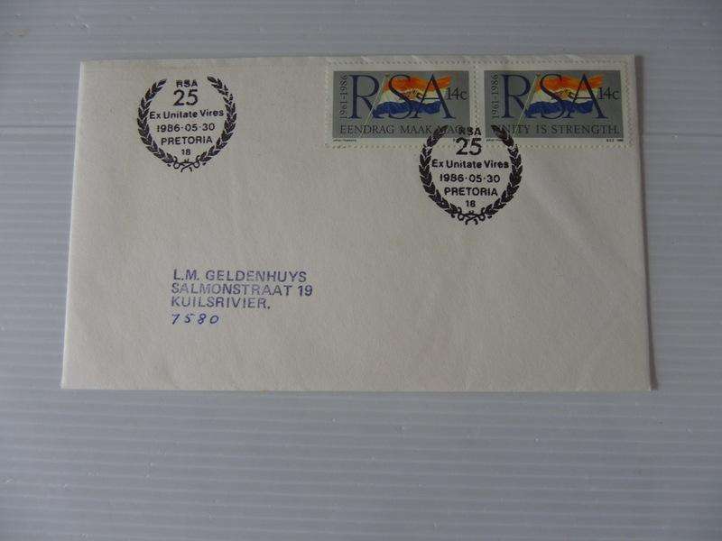 RSA 4.16 (1986) - 25th Anniversary of SA Flag Private FDC with Official Cancel